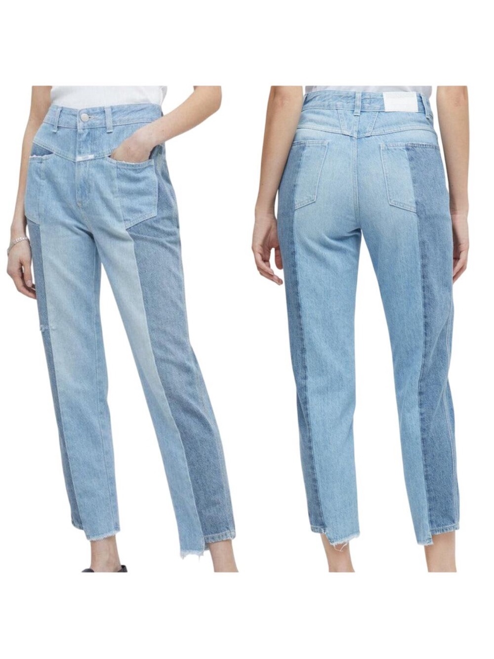 Closed A Better Blue Real X Denim Two Tone Heritage Fit High Rise Italian Jeans